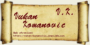 Vukan Komanović vizit kartica